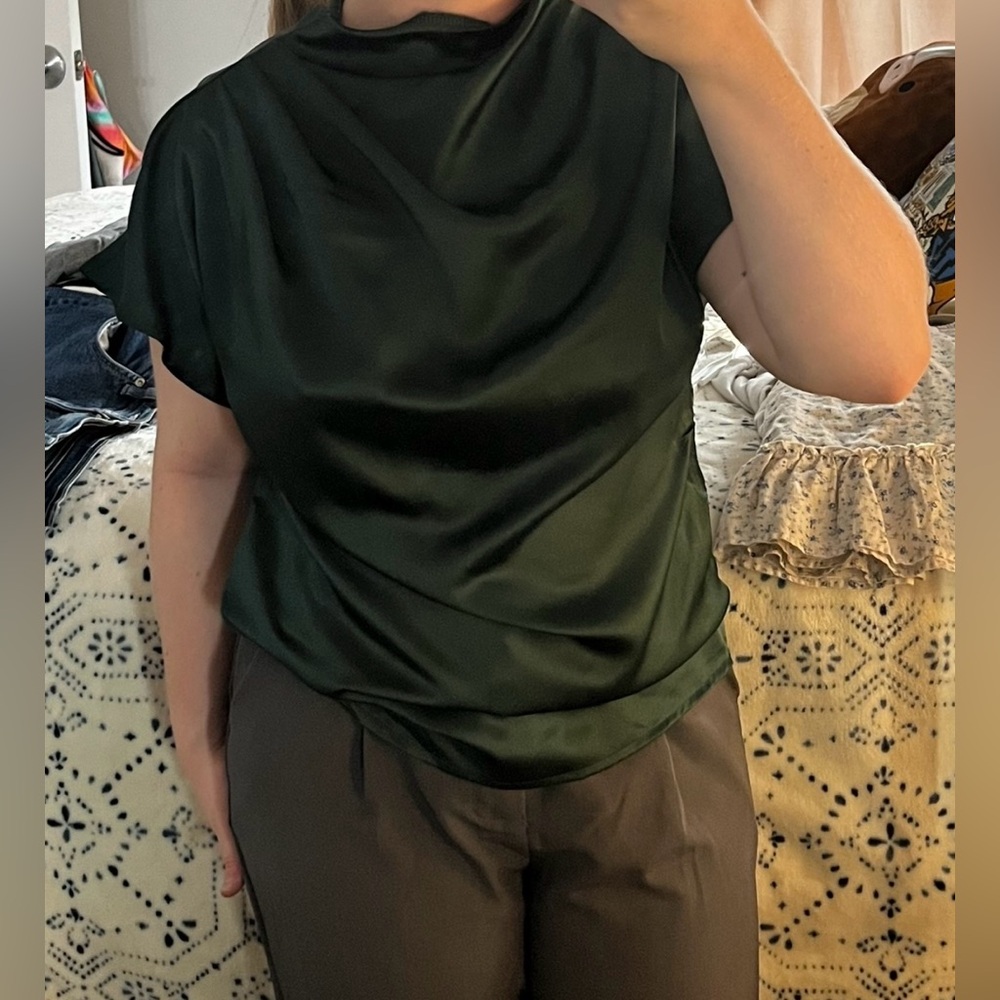 Emerald Satin Blouse